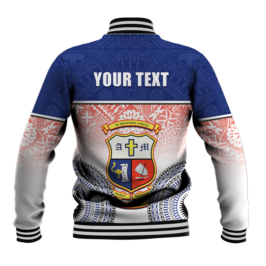 Personalized Marist Brothers High School Baseball Jacket With Fijian Tapa Pattern LT05 - Polynesian Pride