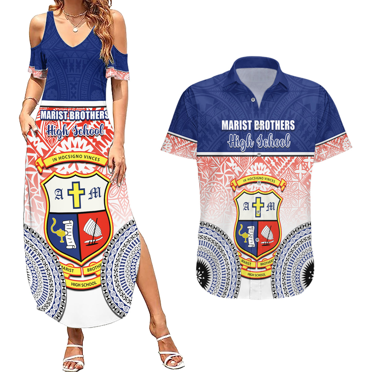 personalized-marist-brothers-high-school-couples-matching-summer-maxi-dress-and-hawaiian-shirt-with-fijian-tapa-pattern