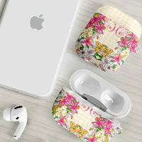 Hawaii Palaka AirPods Case Yellow Tribal Pattern With Tropical Flowers - Polynesian Pride
