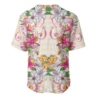 Hawaii Palaka Baseball Jersey Yellow Tribal Pattern With Tropical Flowers LT05 - Polynesian Pride