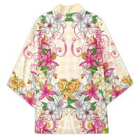 Hawaii Palaka Kimono Yellow Tribal Pattern With Tropical Flowers LT05 - Polynesian Pride