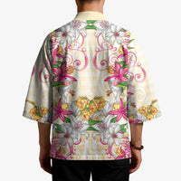 Hawaii Palaka Kimono Yellow Tribal Pattern With Tropical Flowers LT05 - Polynesian Pride