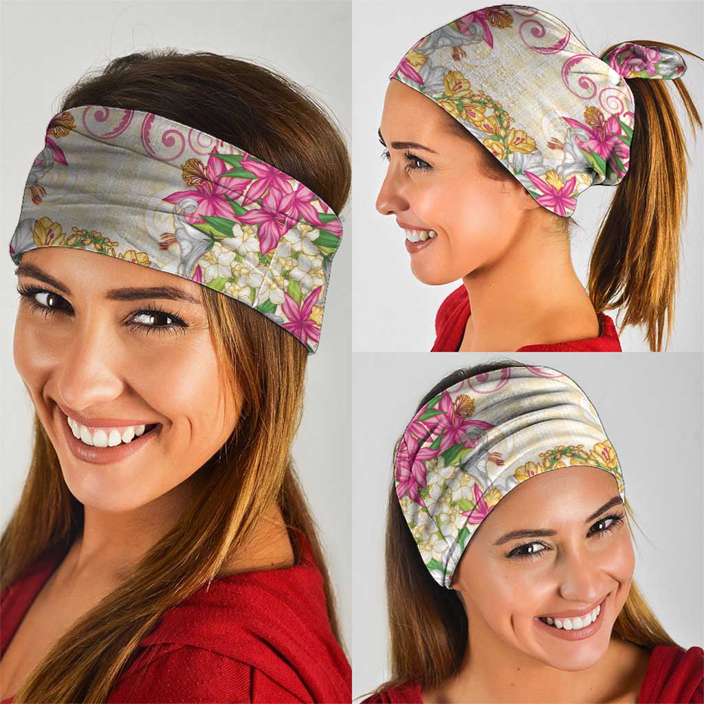 Hawaii Palaka Neck Gaiter Yellow Tribal Pattern With Tropical Flowers - Polynesian Pride