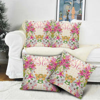 Hawaii Palaka Pillow Cover Yellow Tribal Pattern With Tropical Flowers LT05 - Polynesian Pride