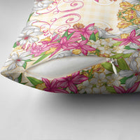 Hawaii Palaka Pillow Cover Yellow Tribal Pattern With Tropical Flowers LT05 - Polynesian Pride