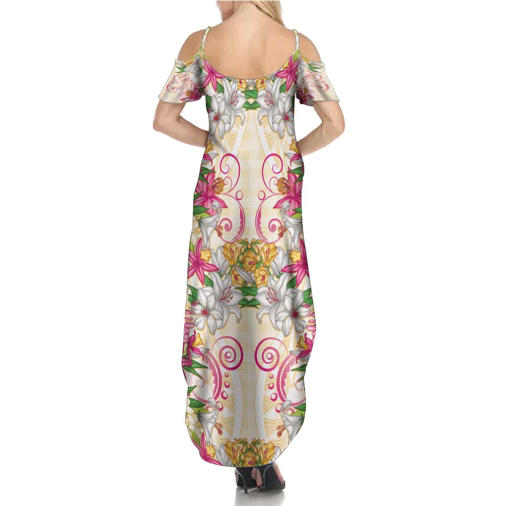Hawaii Palaka Summer Maxi Dress Yellow Tribal Pattern With Tropical Flowers LT05 - Polynesian Pride