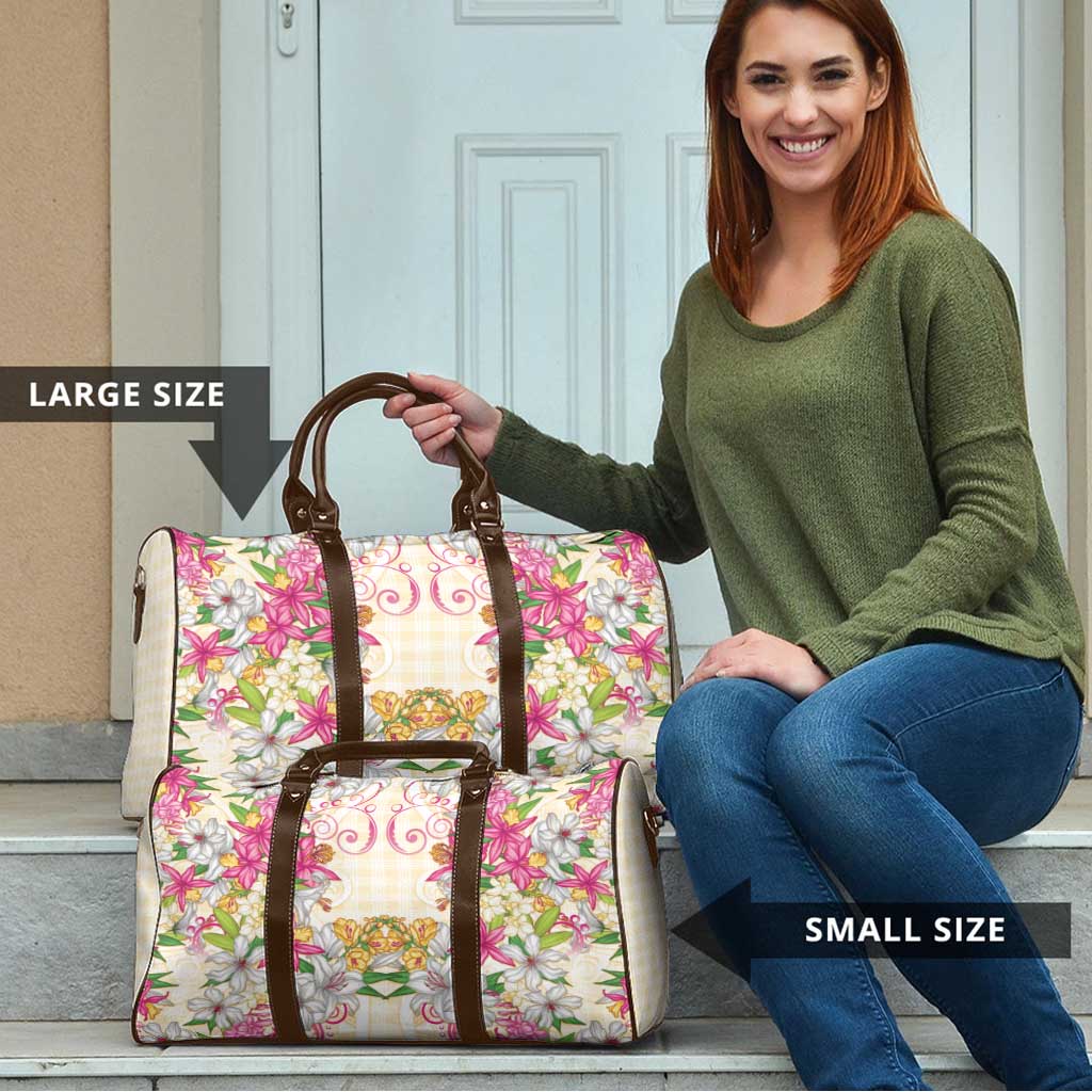 Hawaii Palaka Travel Bag Yellow Tribal Pattern With Tropical Flowers - Polynesian Pride