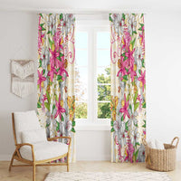 Hawaii Palaka Window Curtain Yellow Tribal Pattern With Tropical Flowers LT05 - Polynesian Pride