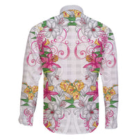 Hawaii Palaka Family Matching Off Shoulder Maxi Dress and Hawaiian Shirt White Tribal Pattern With Tropical Flowers LT05 - Polynesian Pride