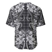 Hawaii Palaka Baseball Jersey Black Tribal Pattern With Tropical Flowers LT05 - Polynesian Pride