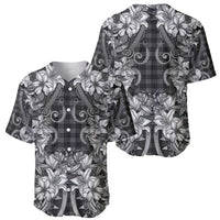 Hawaii Palaka Baseball Jersey Black Tribal Pattern With Tropical Flowers LT05 - Polynesian Pride