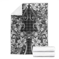 Hawaii Palaka Blanket Black Tribal Pattern With Tropical Flowers - Polynesian Pride