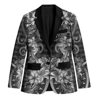 Hawaii Palaka Blazer Black Tribal Pattern With Tropical Flowers LT05 Unisex Black - Polynesian Pride