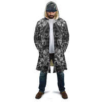 Hawaii Palaka Cloak Black Tribal Pattern With Tropical Flowers - Polynesian Pride