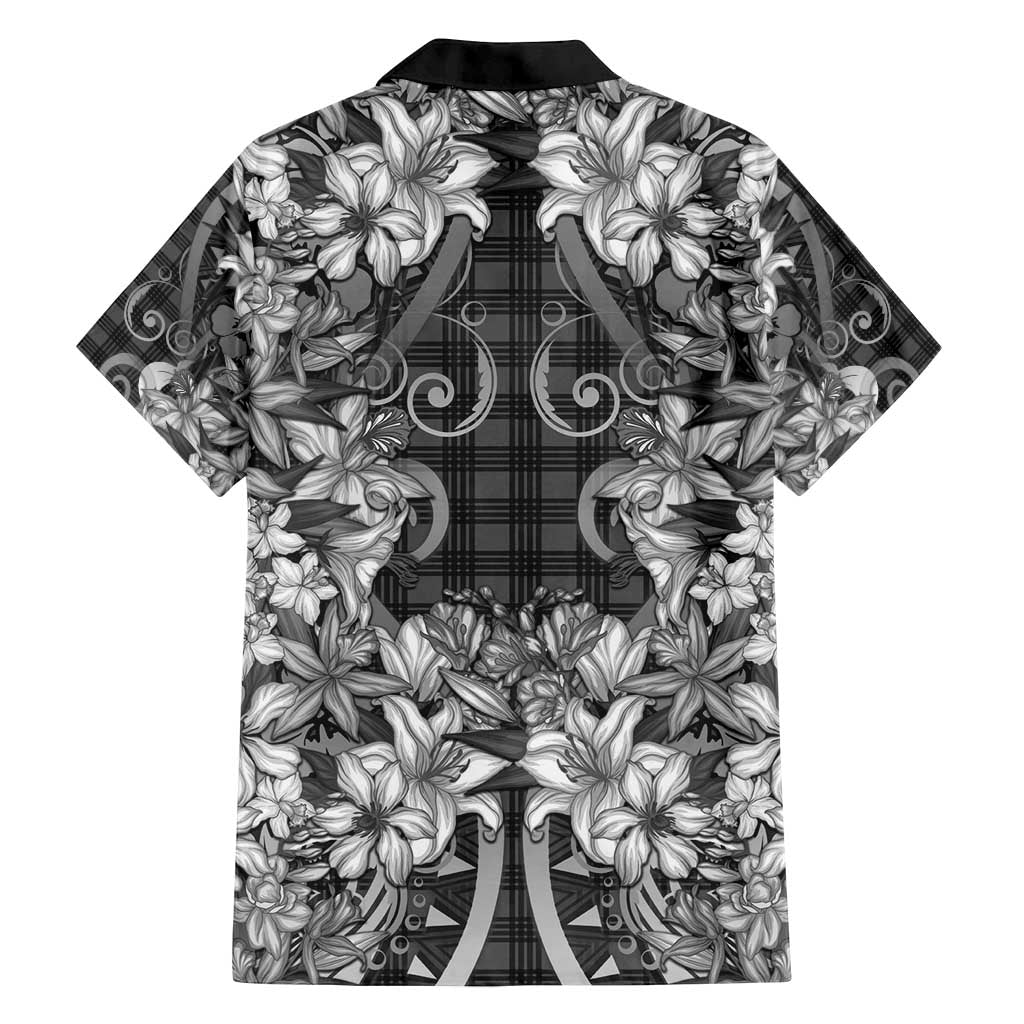 Hawaii Palaka Family Matching Puletasi and Hawaiian Shirt Black Tribal Pattern With Tropical Flowers LT05 - Polynesian Pride