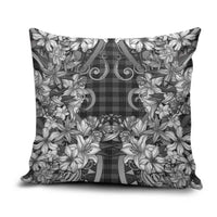 Hawaii Palaka Pillow Cover Black Tribal Pattern With Tropical Flowers LT05 Black - Polynesian Pride