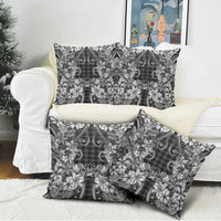 Hawaii Palaka Pillow Cover Black Tribal Pattern With Tropical Flowers LT05 - Polynesian Pride