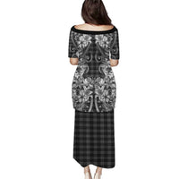 Hawaii Palaka Puletasi Black Tribal Pattern With Tropical Flowers - Polynesian Pride