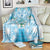 Hawaii Cyan Palaka Blanket With Tapa Pattern Tropical Flowers - Polynesian Pride