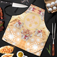 Hawaii Peach Palaka Apron With Tapa Pattern Tropical Flowers - Polynesian Pride
