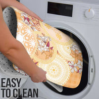 Hawaii Peach Palaka Bathroom Set With Tapa Pattern Tropical Flowers - Polynesian Pride