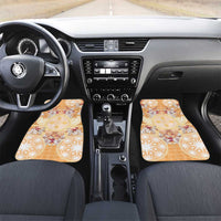 Hawaii Peach Palaka Car Mats With Tapa Pattern Tropical Flowers - Polynesian Pride