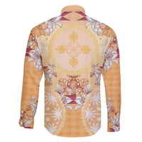Hawaii Peach Palaka Family Matching Puletasi and Hawaiian Shirt With Tapa Pattern Tropical Flowers LT05 - Polynesian Pride