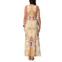 Hawaii Peach Palaka Family Matching Tank Maxi Dress and Hawaiian Shirt With Tapa Pattern Tropical Flowers - Polynesian Pride