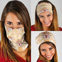 Hawaii Peach Palaka Neck Gaiter With Tapa Pattern Tropical Flowers LT05 - Polynesian Pride