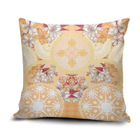 Hawaii Peach Palaka Pillow Cover With Tapa Pattern Tropical Flowers LT05 Peach - Polynesian Pride
