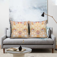 Hawaii Peach Palaka Pillow Cover With Tapa Pattern Tropical Flowers LT05 - Polynesian Pride