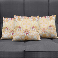 Hawaii Peach Palaka Pillow Cover With Tapa Pattern Tropical Flowers LT05 - Polynesian Pride