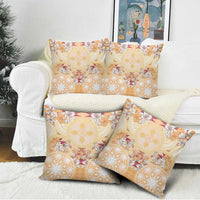 Hawaii Peach Palaka Pillow Cover With Tapa Pattern Tropical Flowers LT05 - Polynesian Pride