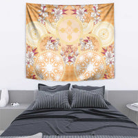 Hawaii Peach Palaka Tapestry With Tapa Pattern Tropical Flowers LT05 - Polynesian Pride