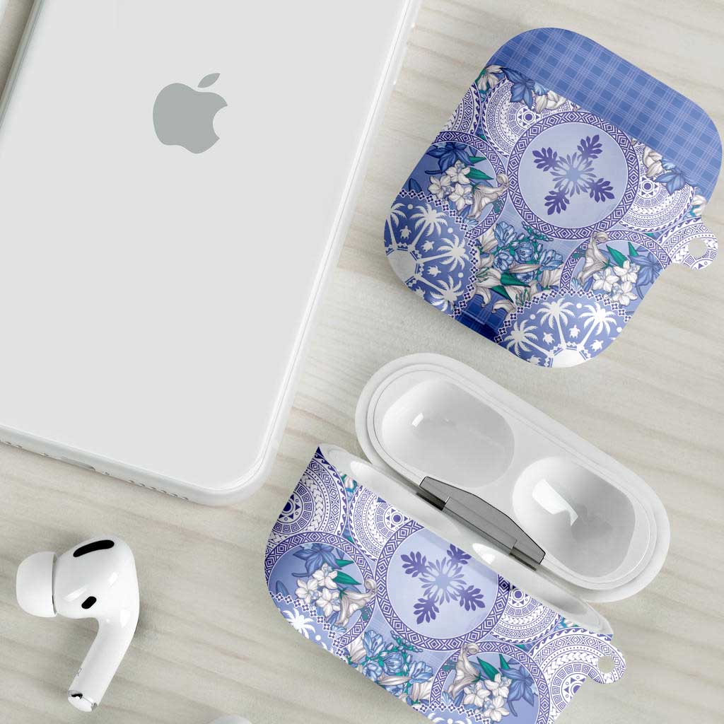 Hawaii Violet Palaka AirPods Case With Tapa Pattern Tropical Flowers - Polynesian Pride