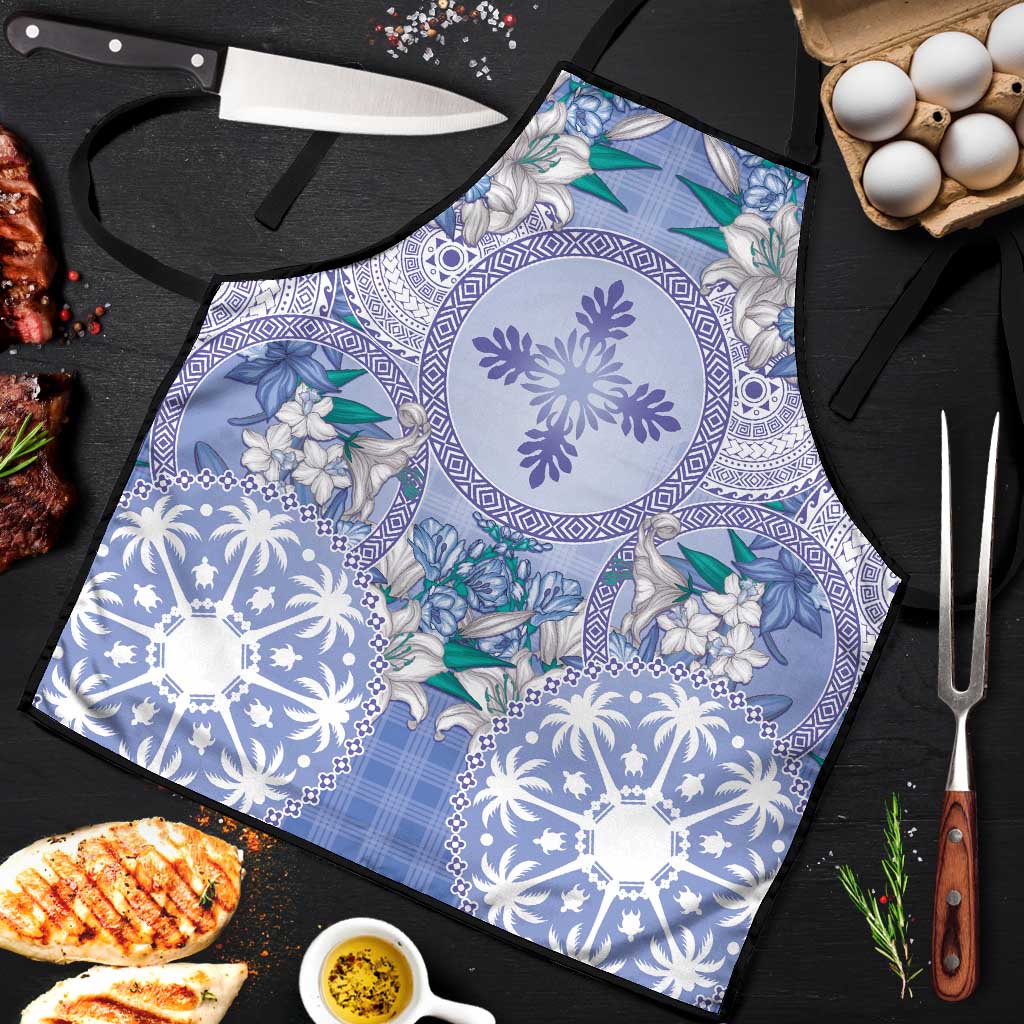 Hawaii Violet Palaka Apron With Tapa Pattern Tropical Flowers - Polynesian Pride