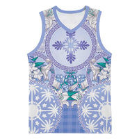 Hawaii Violet Palaka Basketball Jersey With Tapa Pattern Tropical Flowers LT05 Unisex Violet - Polynesian Pride