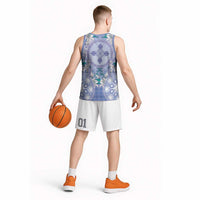 Hawaii Violet Palaka Basketball Jersey With Tapa Pattern Tropical Flowers LT05 - Polynesian Pride