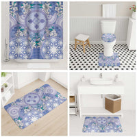 Hawaii Violet Palaka Bathroom Set With Tapa Pattern Tropical Flowers - Polynesian Pride