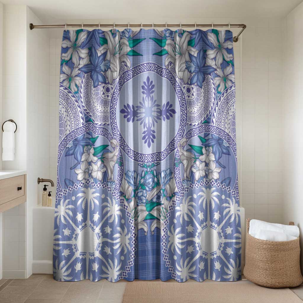 Hawaii Violet Palaka Bathroom Set With Tapa Pattern Tropical Flowers - Polynesian Pride