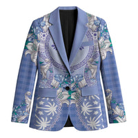Hawaii Violet Palaka Blazer With Tapa Pattern Tropical Flowers LT05 Unisex Violet - Polynesian Pride