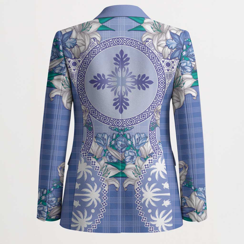 Hawaii Violet Palaka Blazer With Tapa Pattern Tropical Flowers LT05 - Polynesian Pride