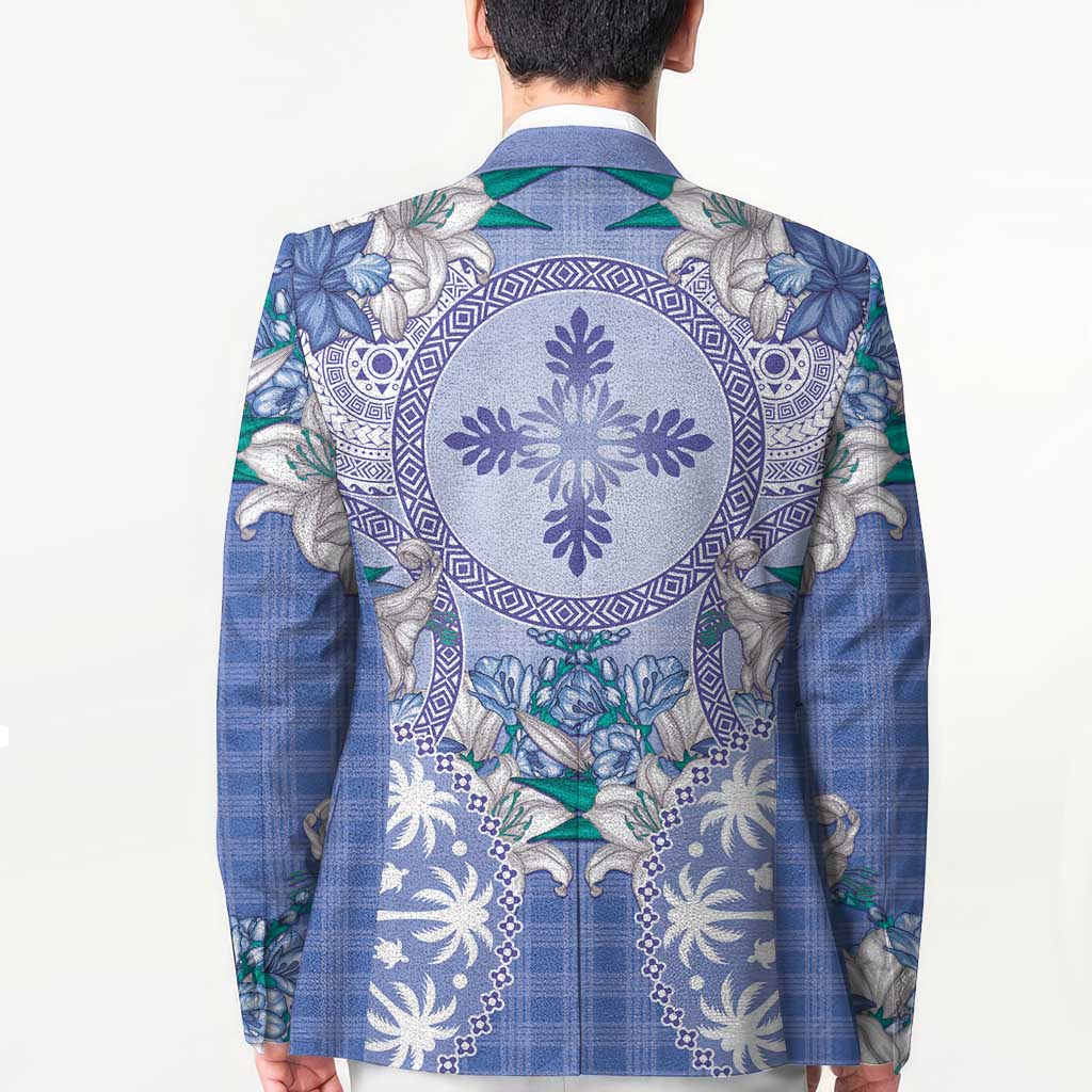 Hawaii Violet Palaka Blazer With Tapa Pattern Tropical Flowers LT05 - Polynesian Pride