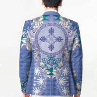 Hawaii Violet Palaka Blazer With Tapa Pattern Tropical Flowers LT05 - Polynesian Pride