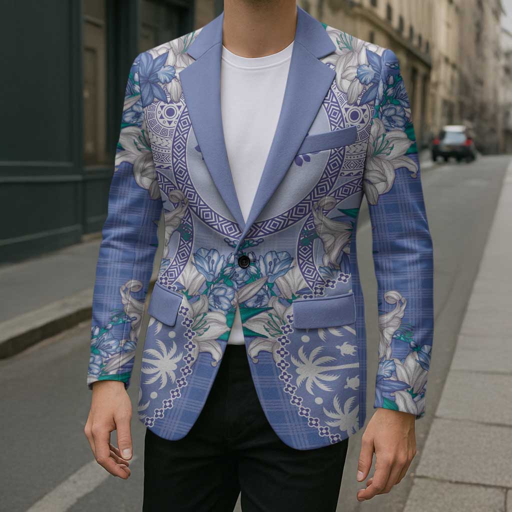 Hawaii Violet Palaka Blazer With Tapa Pattern Tropical Flowers LT05 - Polynesian Pride