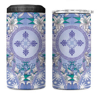 Hawaii Violet Palaka 4 in 1 Can Cooler Tumbler With Tapa Pattern Tropical Flowers - Polynesian Pride