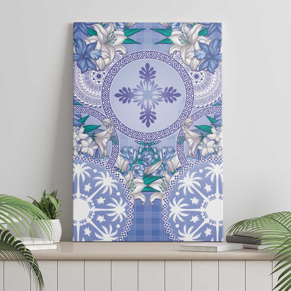 Hawaii Violet Palaka Canvas Wall Art With Tapa Pattern Tropical Flowers LT05 - Polynesian Pride