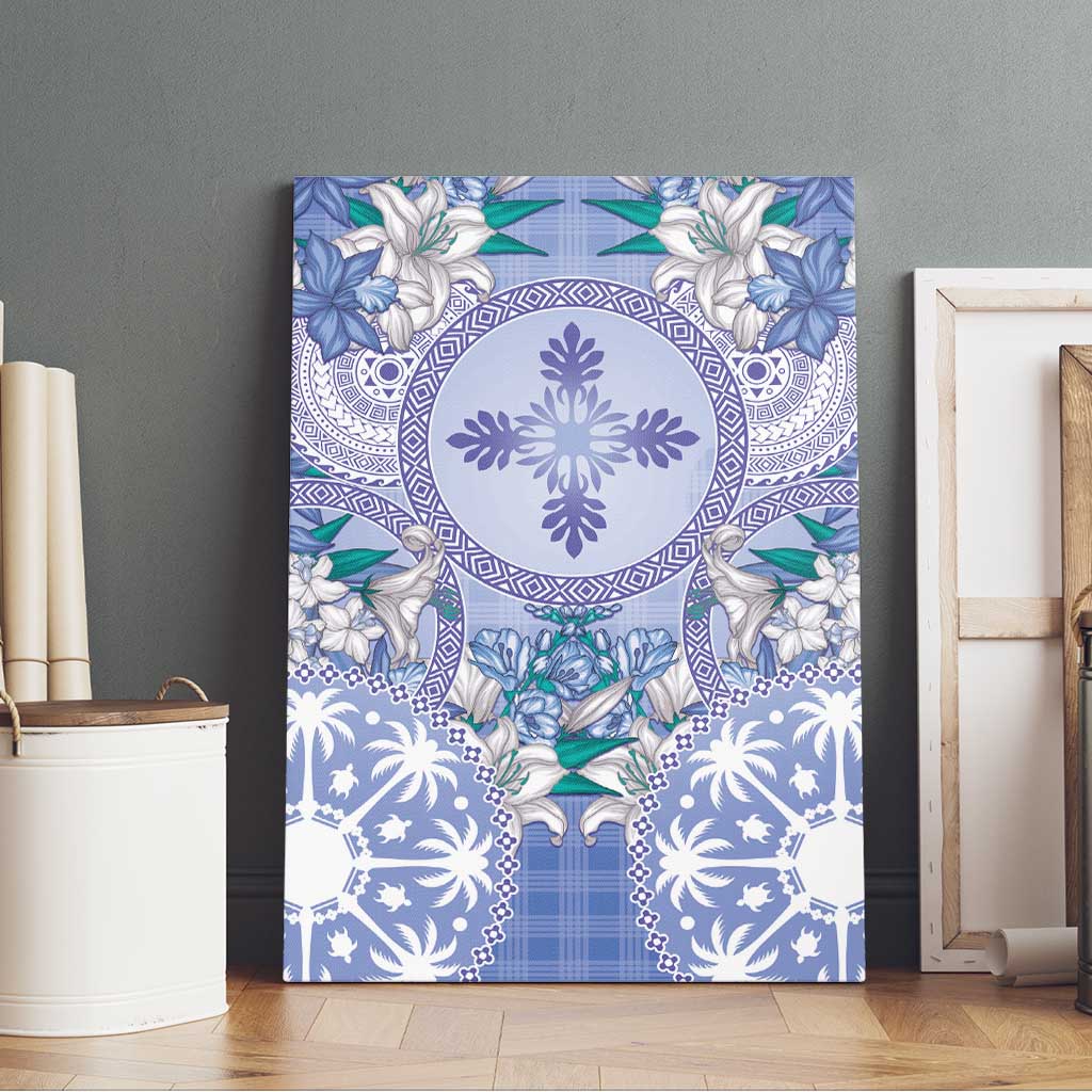 Hawaii Violet Palaka Canvas Wall Art With Tapa Pattern Tropical Flowers LT05 - Polynesian Pride