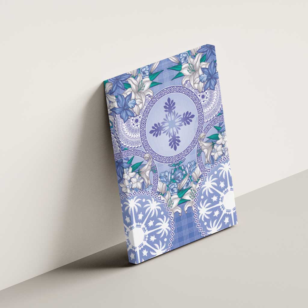Hawaii Violet Palaka Canvas Wall Art With Tapa Pattern Tropical Flowers LT05 - Polynesian Pride