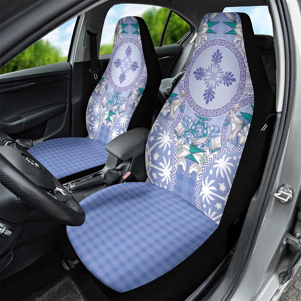 Hawaii Violet Palaka Car Seat Cover With Tapa Pattern Tropical Flowers - Polynesian Pride